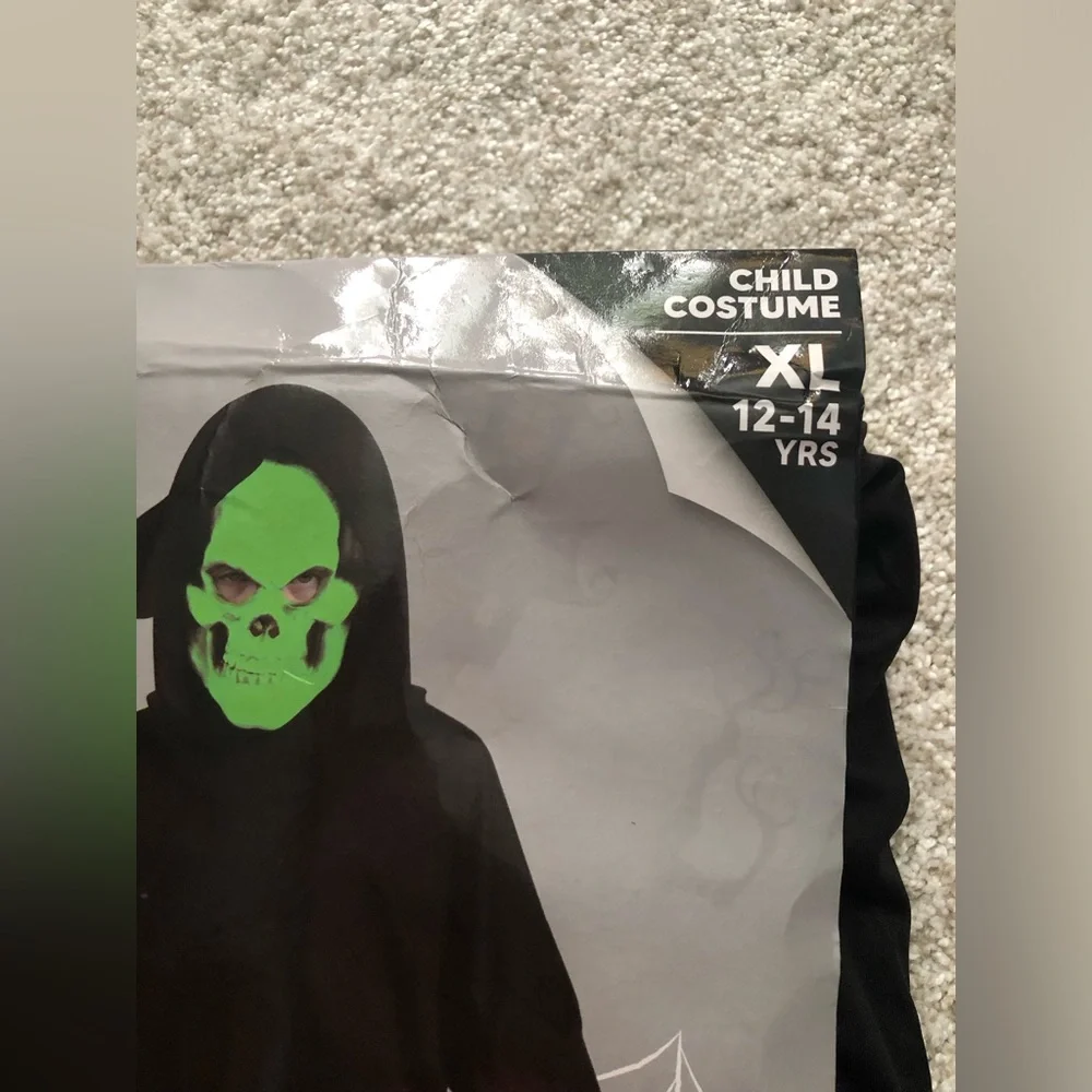 Spooktacular Creation Glow in Dark Grim Reaper Costume Halloween Boy sz XL 12-14